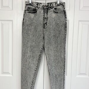 Vintage Stefano Worldwide Black Acid Wash High-Rise Skinny Zip Ankle Jeans
